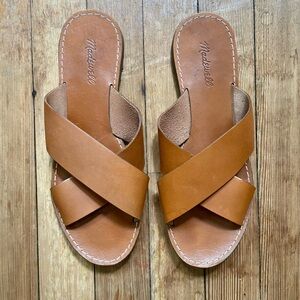 Madewell Leather Crisscross Boardwalk Slides